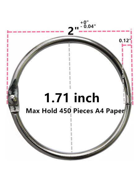 Anillos de Encuadernación GOTOONE 5.08 cm Niquelado Plateado 20 Pzas