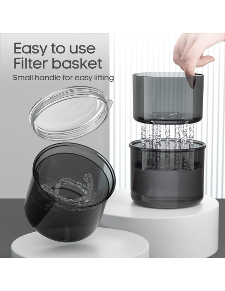 Estuche para Dentaduras HEMILAB Negro 8.89x8.89x7.37 cm