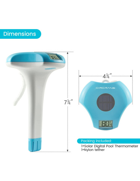Termómetro Digital Solar Circrane para Piscina y Spa IPX-8