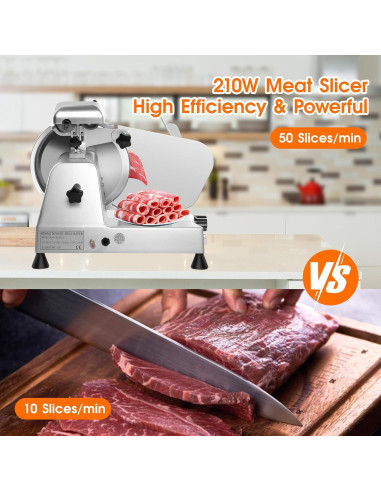 Cortadora de Carne Zomagas 210W con Cuchilla de 21.6 cm Ajustable