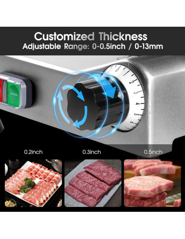 Cortadora de Carne Zomagas 210W con Cuchilla de 21.6 cm Ajustable