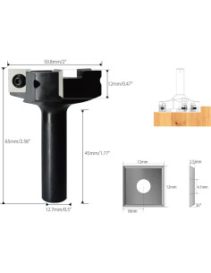 Fresa de Superficie CNC HIIZUG 1/2" Eje 50.8mm Diámetro 3 Flautas 2