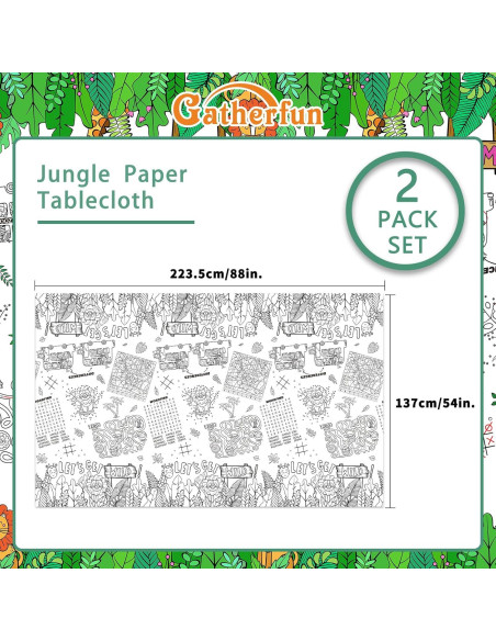 Mantel de Papel para Colorear Gatherfun Safari 2 Piezas 137x224 cm
