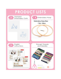 Kit de Bordado TINDTOP para Principiantes - 2 Telas, Aro y Herramientas 2