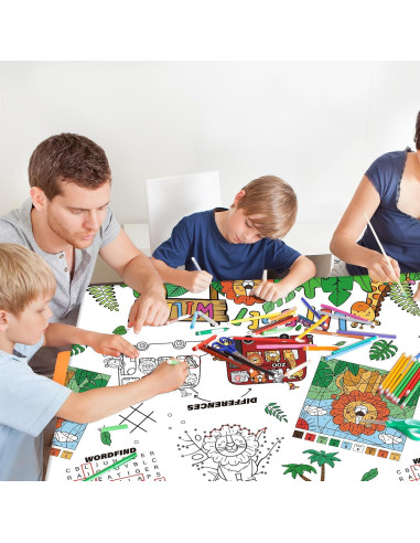 Mantel de Papel para Colorear Gatherfun Safari 2 Piezas 137x224 cm