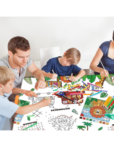 Mantel de Papel para Colorear Gatherfun Safari 2 Piezas 137x224 cm