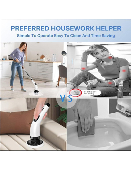 Limpiador Eléctrico Giratorio RJHVS con 8 Cepillos Reemplazables