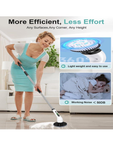 Limpiador Eléctrico Giratorio RJHVS con 8 Cepillos Reemplazables