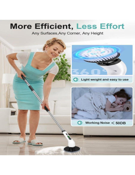 Limpiador Eléctrico Giratorio RJHVS con 8 Cepillos Reemplazables