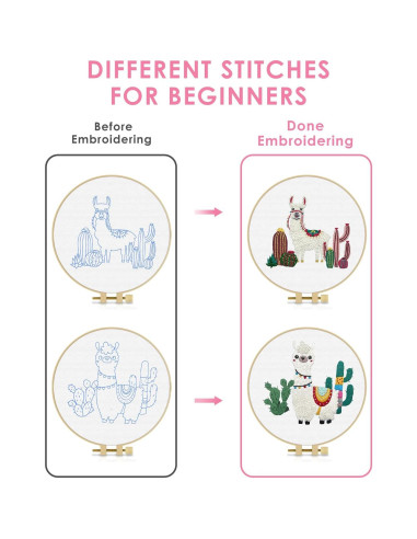 Kit de Bordado TINDTOP para Principiantes - 2 Telas, Aro y Herramientas