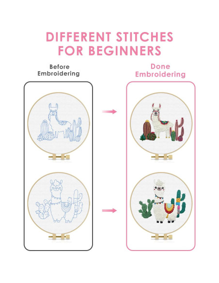 Kit de Bordado TINDTOP para Principiantes - 2 Telas, Aro y Herramientas