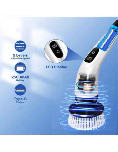 Limpiador Eléctrico Giratorio RJHVS con 8 Cepillos Reemplazables