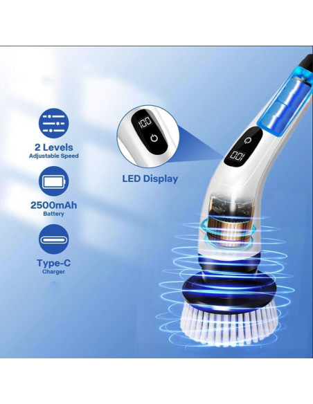 Limpiador Eléctrico Giratorio RJHVS con 8 Cepillos Reemplazables