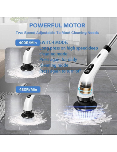 Limpiador Eléctrico Giratorio RJHVS con 8 Cepillos Reemplazables