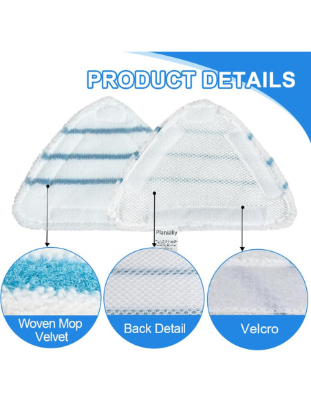 Paquete de 4 almohadillas de mopa reutilizables Planially Paquete de 4 almohadillas de mopa reutilizables Planially