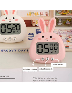 Temporizador de Cocina Digital HERCHR Conejito Rosa 2