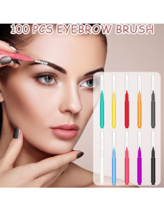 100 Cepillos Micro para Cejas y Pestañas CANIPHA - 10 Colores 2