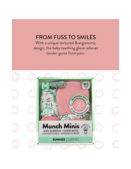 Mitones de Dentición Munch Rosa Claro - Paquete de 2 para Bebés