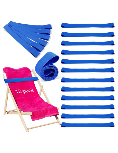 Bandas Elásticas de Toalla de Playa Jexine - 12 Piezas Azul