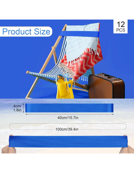 Bandas Elásticas de Toalla de Playa Jexine - 12 Piezas Azul
