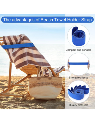 Bandas Elásticas de Toalla de Playa Jexine - 12 Piezas Azul