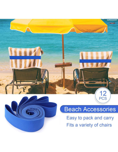 Bandas Elásticas de Toalla de Playa Jexine - 12 Piezas Azul