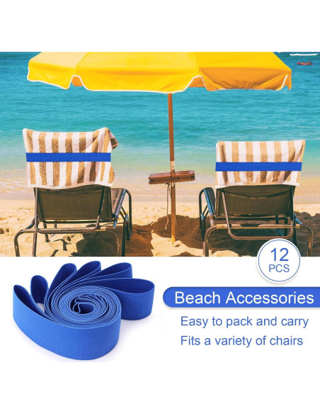Bandas Elásticas de Toalla de Playa Jexine - 12 Piezas Azul
