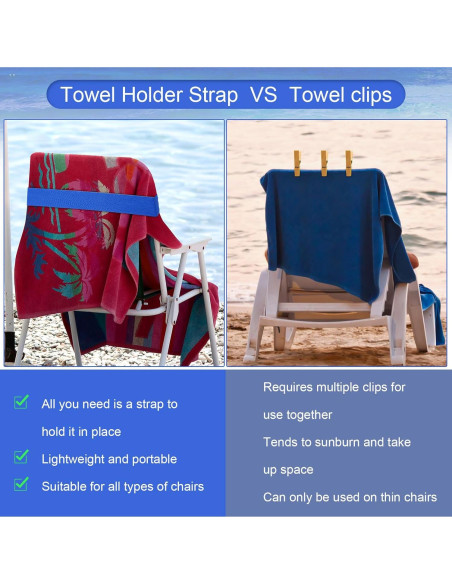 Bandas Elásticas de Toalla de Playa Jexine - 12 Piezas Azul