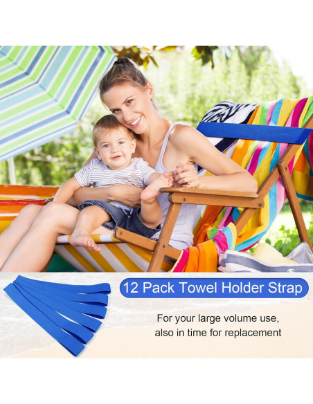 Bandas Elásticas de Toalla de Playa Jexine - 12 Piezas Azul
