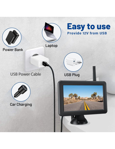 Cable de Cargador USB a DC EWAY para Monitor Furrion 12V