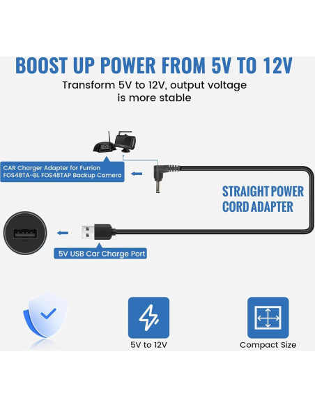 Cable de Cargador USB a DC EWAY para Monitor Furrion 12V
