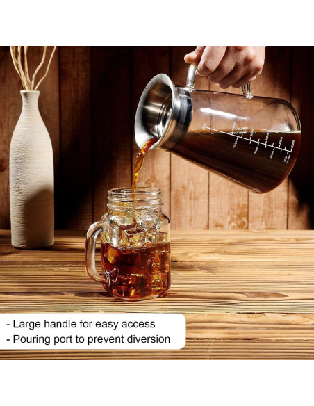 Cafetera Cold Brew Aquach 34 Oz Vidrio Borosilicato Apta Lavavajillas
