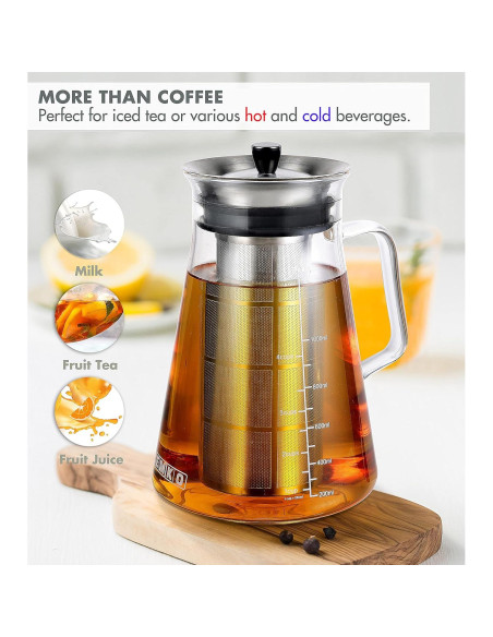Cafetera Cold Brew Aquach 34 Oz Vidrio Borosilicato Apta Lavavajillas
