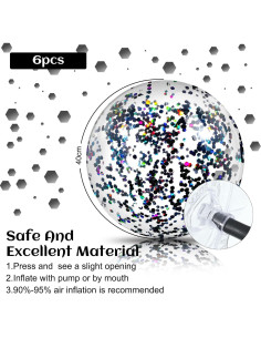 Civaner 10 Pelotas de Playa Inflables Brillantes 40 cm Negro 2