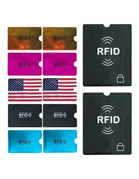 Mangas Bloqueadoras RFID WUOJI - Juego de 10 + 2 Fundas