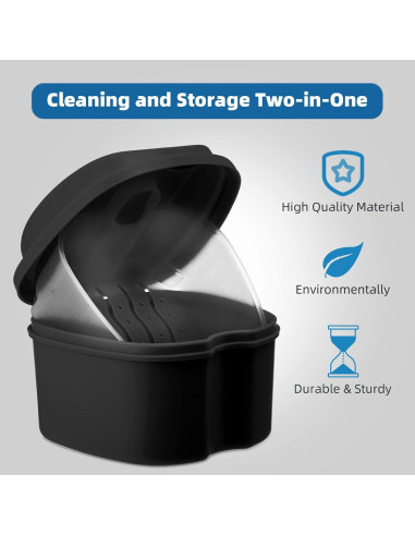 Estuche de Limpieza Annhua para Dentaduras - Negro