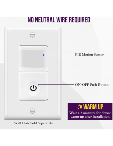 Interruptor de Luz con Sensor de Movimiento Enerlites HMOS-J-W 500W
