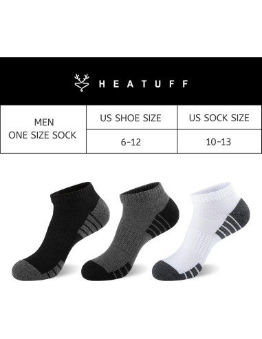 Calcetines de Tobillo Acolchados Heatuff para Hombres - 7 Pares Negros