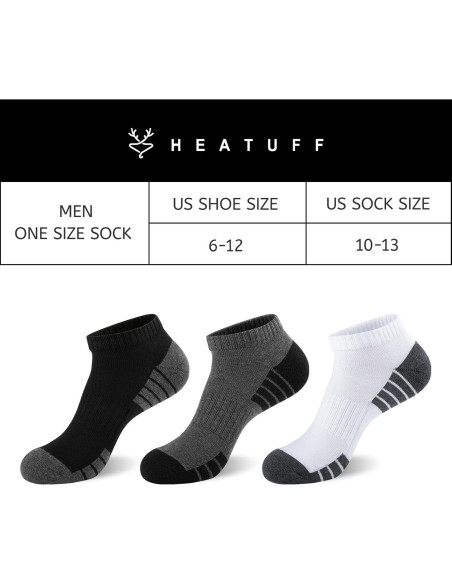 Calcetines de Tobillo Acolchados Heatuff para Hombres - 7 Pares Negros