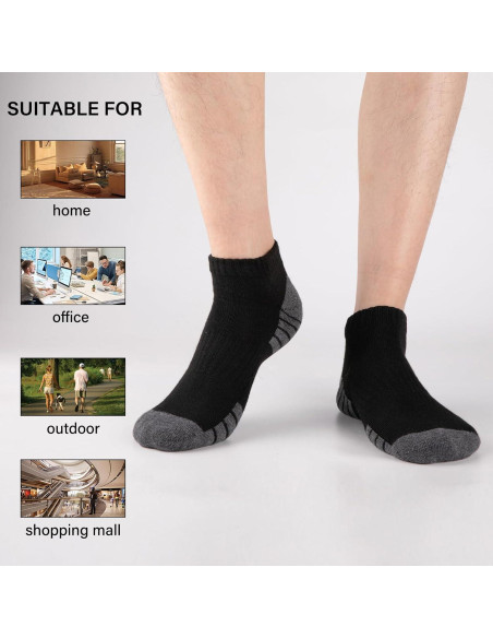 Calcetines de Tobillo Acolchados Heatuff para Hombres - 7 Pares Negros