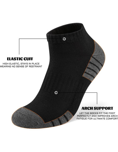 Calcetines de Tobillo Acolchados Heatuff para Hombres - 7 Pares Negros