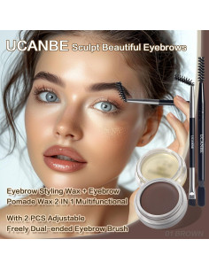 Kit de Cejas UCANBE 2 en 1 Gel y Cera Marrón Impermeable 2