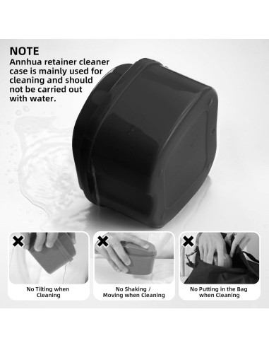 Estuche de Limpieza Annhua para Dentaduras - Negro
