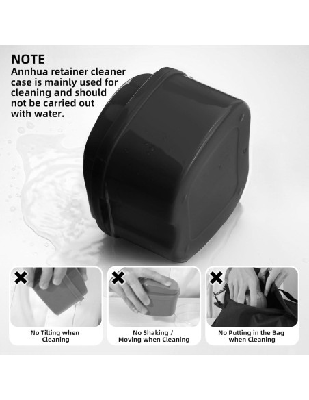 Estuche de Limpieza Annhua para Dentaduras - Negro
