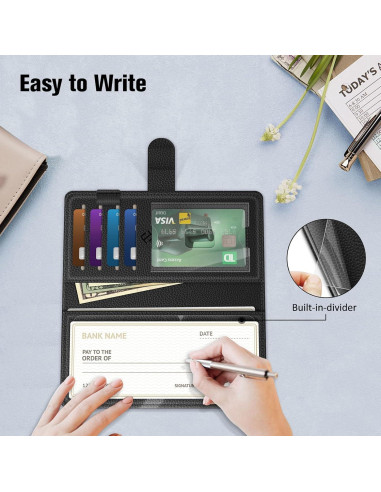 Cubierta de Chequera FINTIE con Bloqueo RFID - Negro