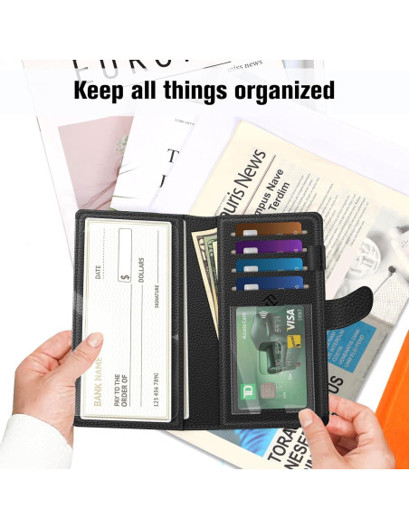 Cubierta de Chequera FINTIE con Bloqueo RFID - Negro