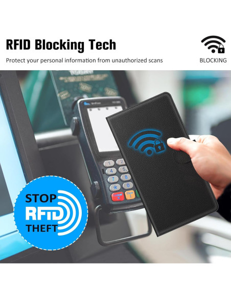 Cubierta de Chequera FINTIE con Bloqueo RFID - Negro