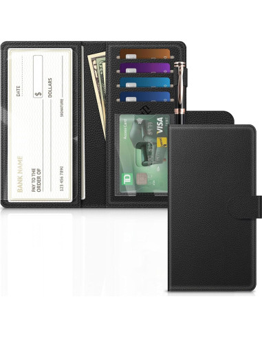 Cubierta de Chequera FINTIE con Bloqueo RFID - Negro