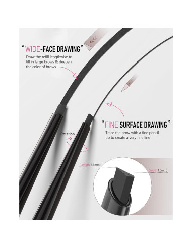 Lápiz de Cejas Impermeable Yfulfill Negro 0.5mm Doble Extremo