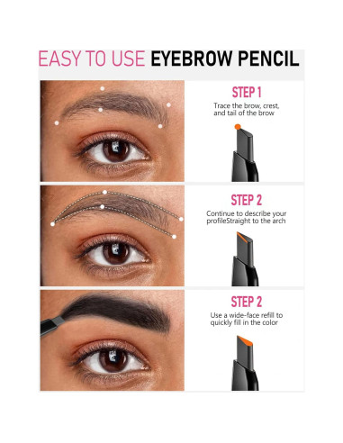 Lápiz de Cejas Impermeable Yfulfill Negro 0.5mm Doble Extremo